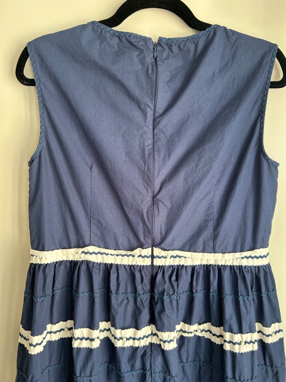 RED Valentino Navy White Stripe Midi Dress Cotton Sleeveless Fit & Flare US 10 - Picture 9 of 12
